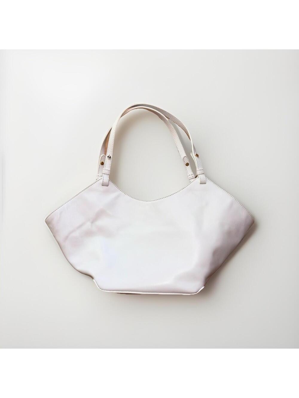Flattered Dilla Tote White Leather Shoulder Bag Made In Italy